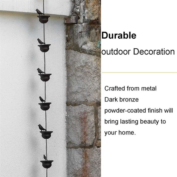 Rain Chains for Gutters Mobile Birds on Copper Rain Bells 7.8ft Rain Bells with Hanger and Attached Birds