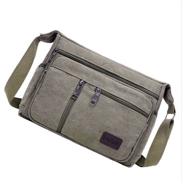 Canvas Messenger Bag for Men - Stylish and Practical Shoulder Bag Grey Grå