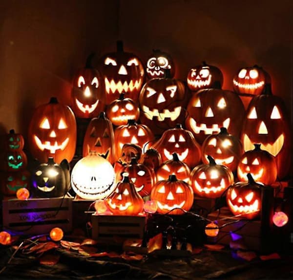 Halloween Græskar Lampe Orange Græskar Lampe Udendørs Græskar Dekorationer