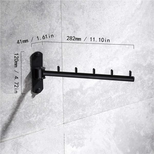 Stainless Steel Swing Arm Clothes Hanger, Wall Mounted Clothes Rack with 5 Hooks