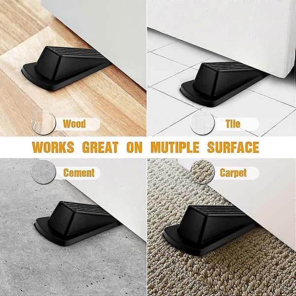 Floor Door Stops Rubber Door Stop Wedge (3-Pack, Grey)