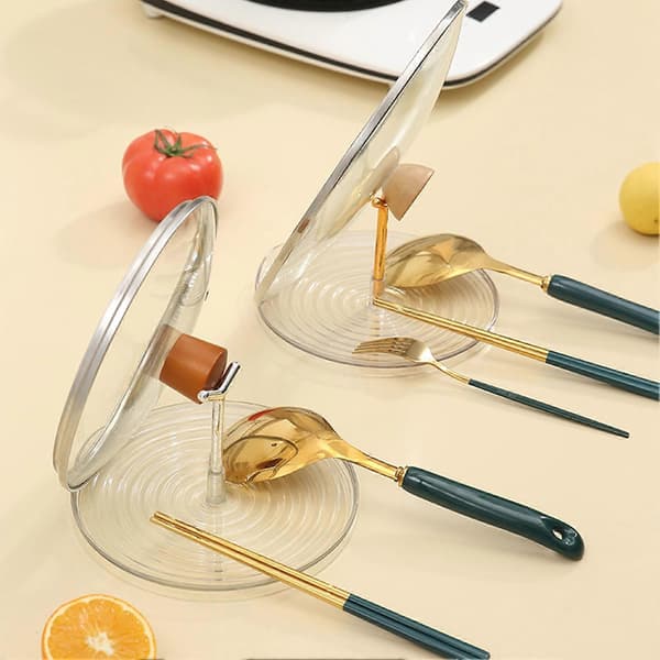 Pot Lid Holder Freestanding Multifunctional PET Strong Load-Bearing Lid Rack Kitchen Accessory