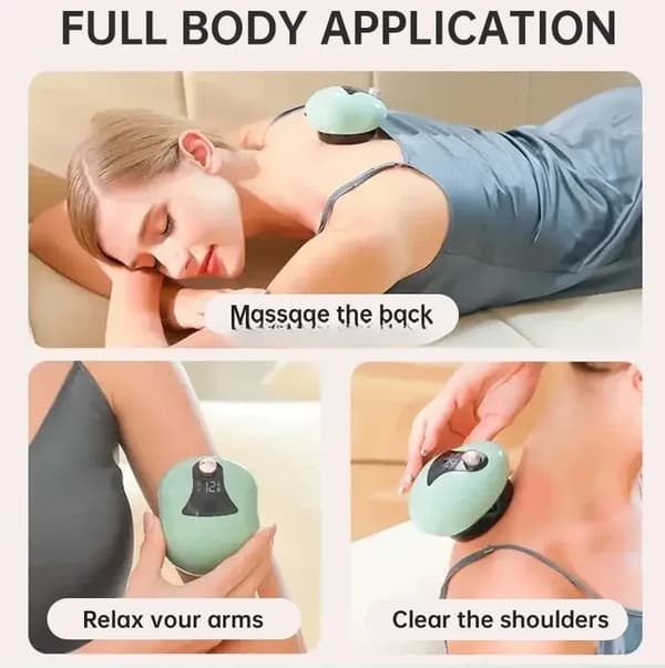 Massager with Scraping, Cupping, and Red Light Heat Functions 12 Adjustable Levels Yellow