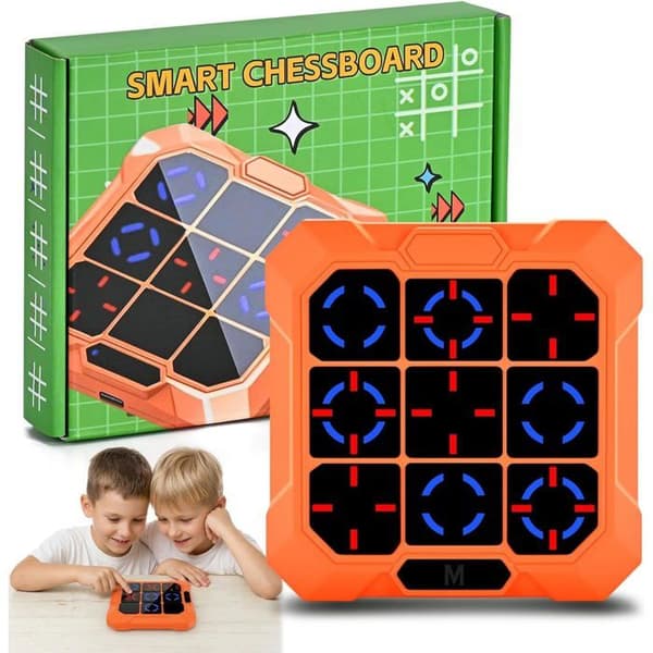 6-in-1 Electronic Tic-Tac-Toe Game – Portable Rechargeable Console with Silent Mode; Interactive Toy for Children