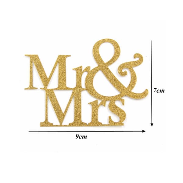 Bryllupskortindsats MR&MRS Bryllupskagepynt Kagekort