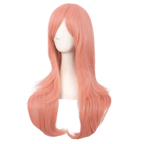 Parykk Anime lang krøllete parykk 70CM (Oransje Rosa)