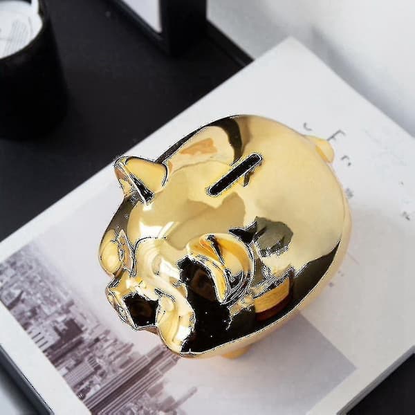 Ceramic Gold Piggy Bank Cute Creative Home Decor, Gold Pig