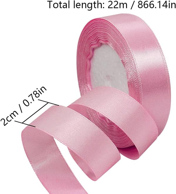 22M Satengbånd 2cm Bredt Jul, Bryllup og Bursdagsgavebånd Stoffbånd, Gavebånd (Rosa)