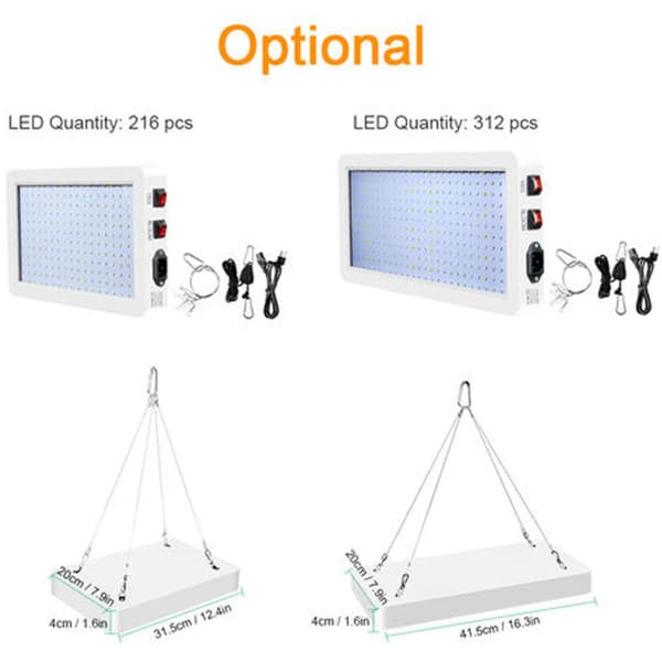 1000W LED Grow Light Full Spectrum 216 LED Veg Bloom Dual Switch IP65 Waterproof for Indoor Plants