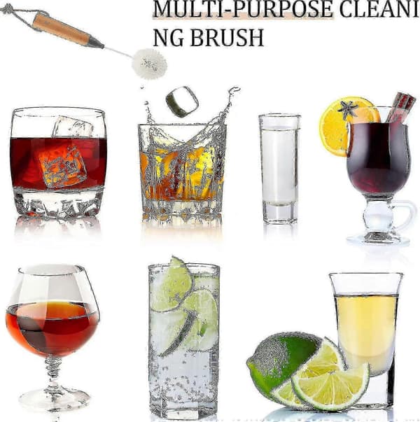 2-pack Wine Glass Cleaning Brush Flute and Stem Brush Scratch-Free Foam Brush