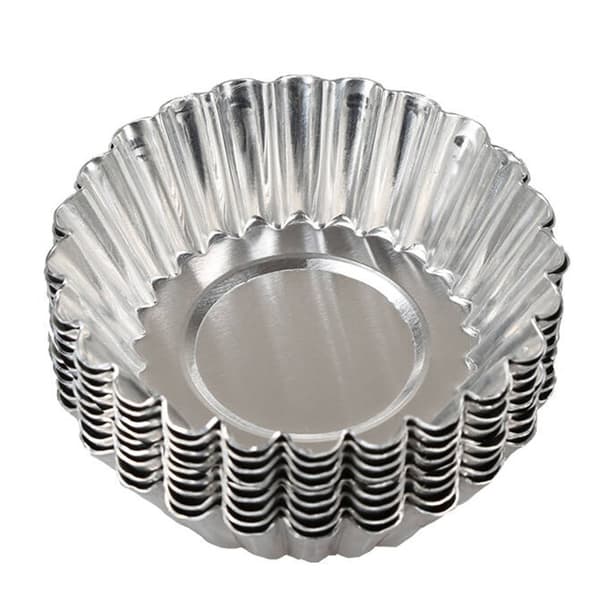 Fluted aluminium terteform, 50-pakning, fortykket, for eggeterter, pudding, gelékake