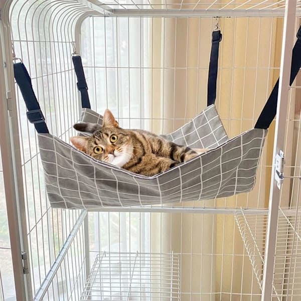 Pet Hammock - Cat Swing - Wall Mounted Hammock for Cats - Hanging Cat Basket - With Adjustable Straps - Washable - 57x47 cm