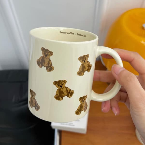Söt tecknad björn keramisk kaffemugg 350ml nyhetspresent för kvinnor-FY-