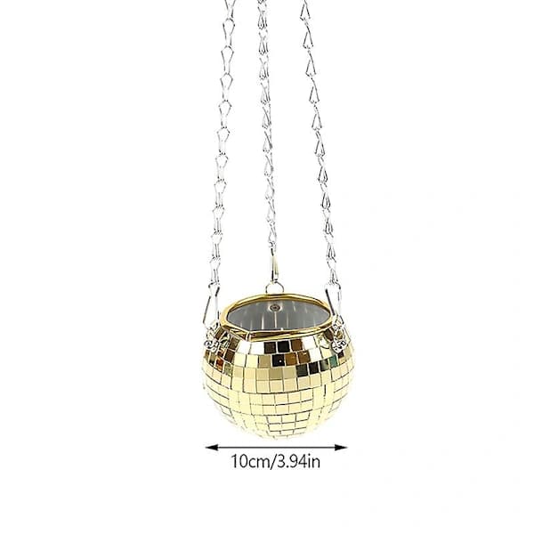 Disco Ball Hanging Planter for Indoor Plants Flower Planting Hanging Basket Silver