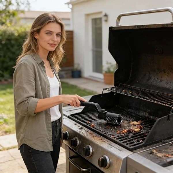 Electric Grill Brush Cordless Motorized Grill Cleaner with Adjustable Replaceable Heads for Outdoor Grills Black