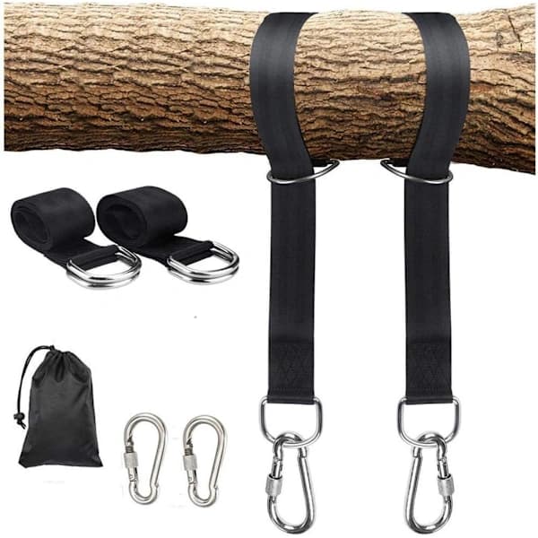 Trægyngende Hængende Stropper, 5/10ft Lange Stropper med 2 Holdbare Sikkerhedslåse Karabinhager Holder Op Til 2200lb, Polyester Stropper Perfekte til Træ...