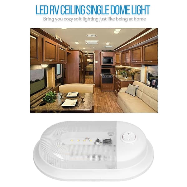 LED RV Ceiling Dome Light 360lm Dome Replacement Lighting with On Off Switch for RVs Trailers Campers 10-24V