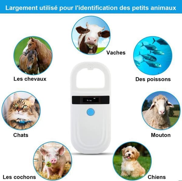 Kæledyrs ID-læser, Genopladelig Dyrechip ID-læser Bærbar RFID EMID-læser til