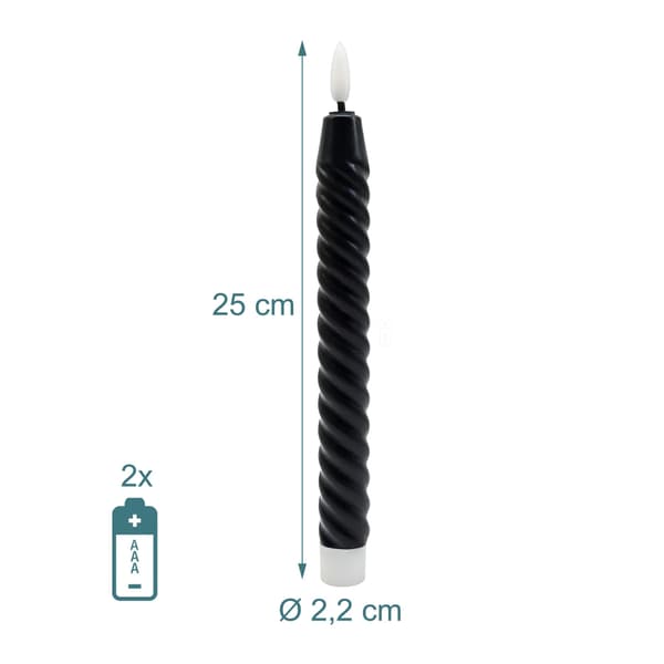 LED-flamlösa koniska ljus, äkta vax, set om 6