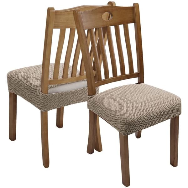 4-pack stretch jacquard chair covers for dining room, removable and washable (with back strap)