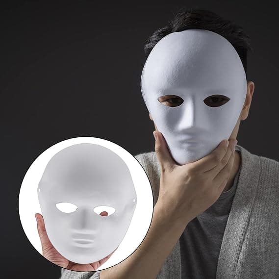 10 stk. hvide malbare papirmasker, DIY papirmassemasker til at male