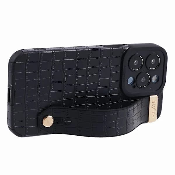 Til iPhone 15 Pro Cover Krokodille tekstur Telefonetui PU Læder+TPU Cover