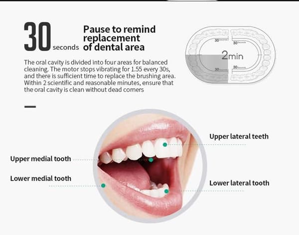Sonic Electric Toothbrush with 4 Brush Heads, 6 Modes, 2-Minute Smart Timer, Long Battery Life, Travel Case for Adults, Black
