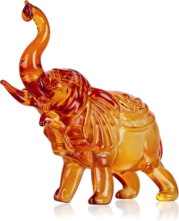 Krystal Elefant Figur Samlerobjekt, Håndblæst Malet Glas Kunst Vilde Dyr Pynt, Hjemmekontor Brevvægt Dekoration