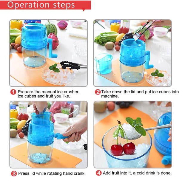 Manual Ice Crusher, 1.1L Hand Crank Ice Shaver Portable Ice Maker for Kitchen Outdoor Making Snow Cones
