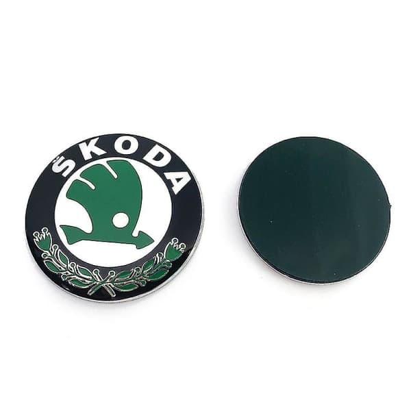 Bilemblem 2 stk til Skoda-modeller 90 mm 80 mm emblem motorhjelm og bagagerum B