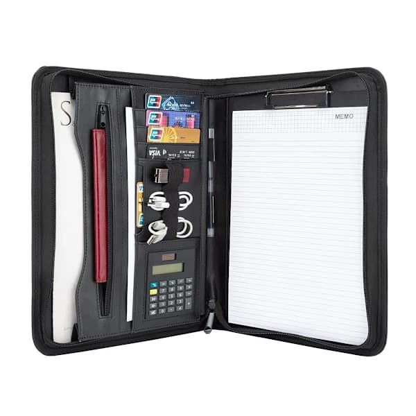 A4 Conference Folder, Writing Folder, Portfolio, Document Folder, Zipper Folder, Writing Pad, Black