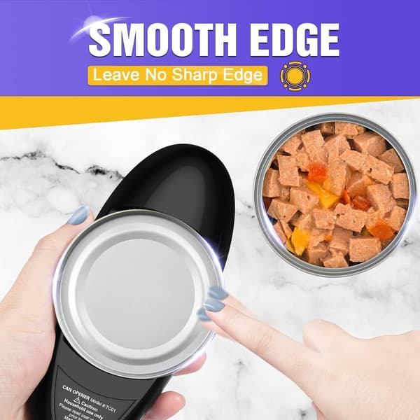 Electric Can Opener One Touch 360° Automatic Smooth Edge Opener for Seniors, Arthritis, and Kitchen Use Black