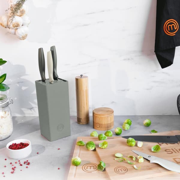 Masterchef Veitsisetti 5 veitsellä veitsitelineessä - Harmaa - Tunnettu