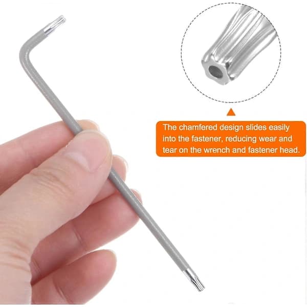 4 st Torx-nyckel T10 S2 stål L-formad lång arm stjärna 6-punkts hexagon SAE