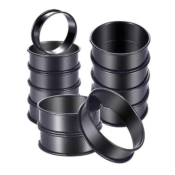 12-pak Nonstick Tærteringe - Dobbeltvalsede bageringe i rustfrit stål, 8 cm (3,15 tommer)