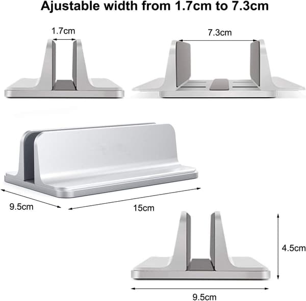 Bærbar computerstativ, lodret skrivebordsstativ med justerbar dockstørrelse, bærbar computerstativ kompatibelt med alle bærbare computere MacBook Surface Gaming Pad (hvid)