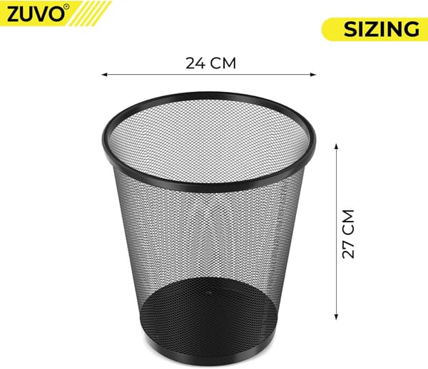 Mesh Waste Bin, Black Metal Wire Basket, Suitable for Office, Home, and Bedroom.