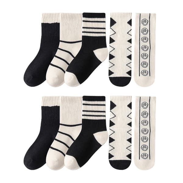 5 par mellemlange bomuldsstrømper, bløde og åndbare, multifunktionelle, varme, unisex, børnestrømper til børn, størrelse S til 1-3 år, 21-24