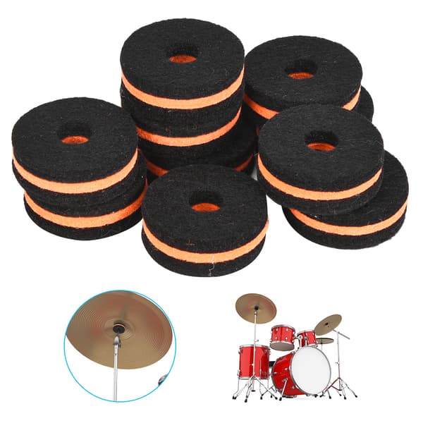 10 pcs 35 mm Black Orange Cymbal Stand Felt Protection Sleeve Replacement