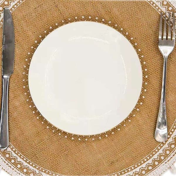 Set of 4 Round Placemats, Boho Woven Table Mats with Tassel for Dining Room Kitchen Table Decoration (White Ball)