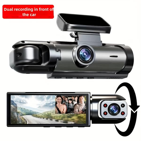 1080P Dual Dash Cam with Infrared Night Vision, Loop Recording 3.16-inch IPS Screen