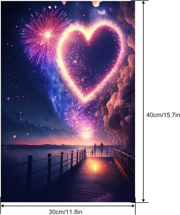 30x40cm (Love Beach) Diamantmaling, 5D Diamantmalingssett for