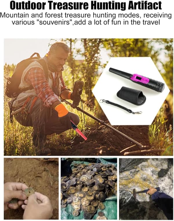 Metalldetektor - LED-skjerm, vanntett håndholdt pinpointer, vibrasjons- og lyddeteksjon - Lilla