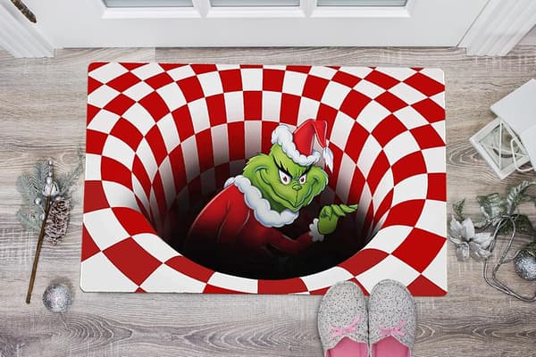 Grinch Jul Dörrmatta 40x60cm - Halkfri Inomhus/Utomhus Golvmatta