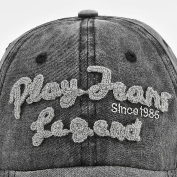 Wool Embroidered Cap Washed Worn Cap Embroidered Cap Cowboy Hat Casual Cb2595Gray Adjustable