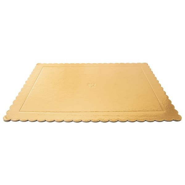 Rektangulær kagebakke 40x30 cm i guldglinsende pap