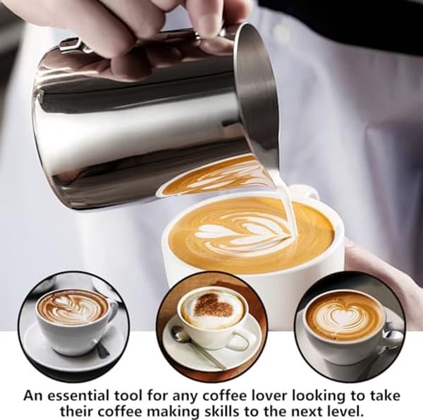 600 ml og 300 ml - Mælkekande i rustfrit stål til cappuccino og latte art - Høj kvalitet