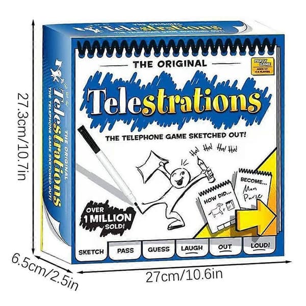Telestrations-perhepeli 4-8 pelaajalle, hauska piirustus- ja arvauspeli [JUN]