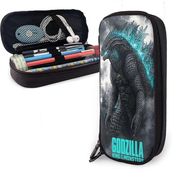 Godzilla 1 Leather Pencil Case Large Capacity with Zipper Big Storage Pen Pencil Case Box Organizer Practical Bag Holder bd006104