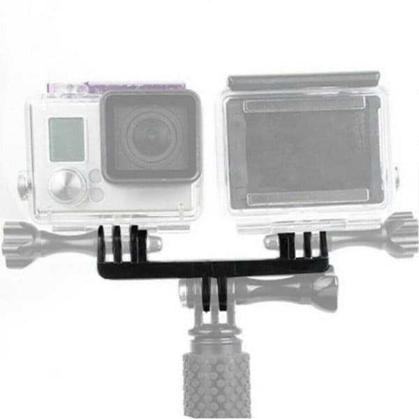 Dubbelt Monteringsfäste Broadapter Hjälm Monopod för GOPRO Kamera Hero